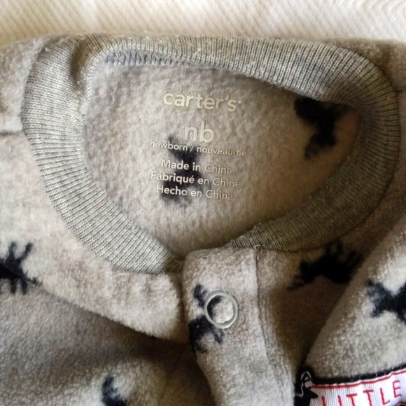 carter's 2-pack newborn winter fleece snap footie sleeper pajama bundle baby boy - Picture 4 of 10